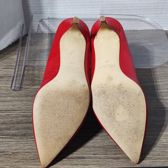 Aldo stiletto heels pumps women's size 40 red pointed close toe - Picture 10 of 12
